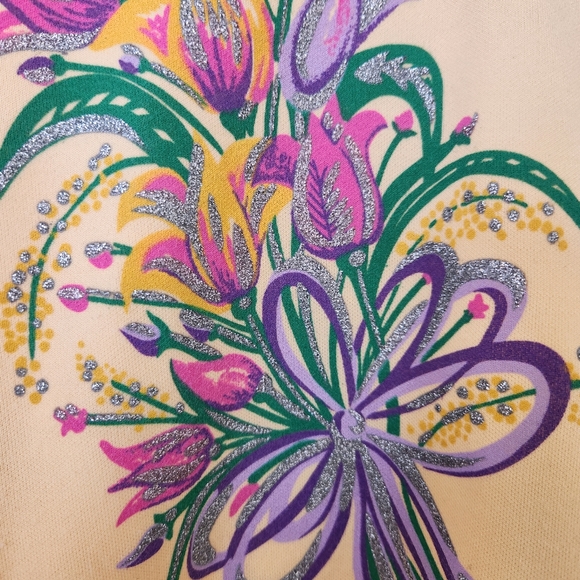 Vintage Haband For Her 80s 90 Granny Yellow Top Purple Collar Short Sleeve Large - Picture 7 of 17